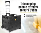 MaxWorks 51051 Collapsible Black Rolling Folding Dolly Cart for Teachers - Multi-Functional Dolly with Extra Storage Durable Wheels and Easy-to-Fold Design for Classroom Office Shopping - Without Lid - Image 3