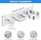 Hair Dryer Holder Wall Mounted,Blow Dryer, Curling Iron, Straightener Holder 3 in 1 Bathroom Metal Hair Tool Organizer Rack-Silver-1 - Image 2