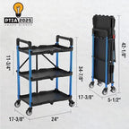 WORKPRO 3-Tier Collapsible Utility Cart, 210 LBS Cart with Wheels - Image 3