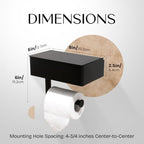 Day Moon™ Matte Black Toilet Paper Holder with Shelf & Wipe Storage, Bathroom Roll Holder with Built-in Wipe & Tampon Holder, Wall Mounted Flushable Wipe Dispenser - Image 6
