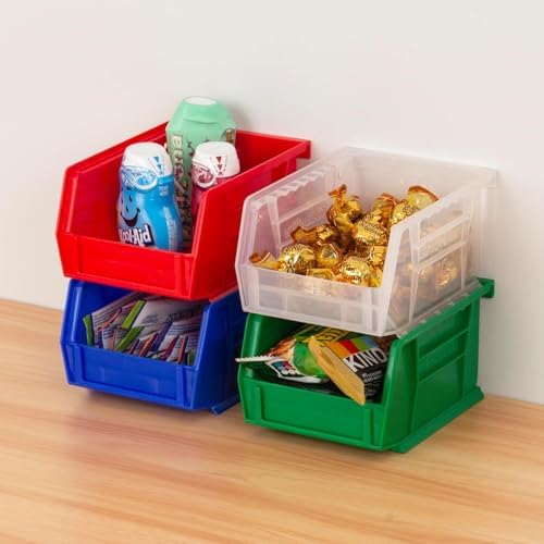 Akro-Mils 30210 AkroBins Plastic Storage Bins, 5"x4"x3", Red, 6-Pack - Image 2