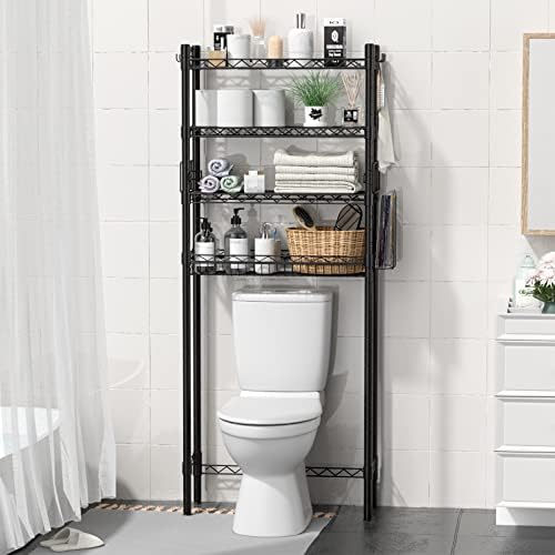 Hodonas Over Toilet Bathroom Organizer, Black, 26.97" x 9.84" x 67.32" - Image 5