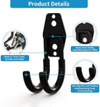 GeeWatom 2 Pack Garage Storage Utility Hooks，Garage Garden Tool Organizer，Steel Wall Mount Hooks, Garden Small U Hooks (Type O-Black) - Image 3