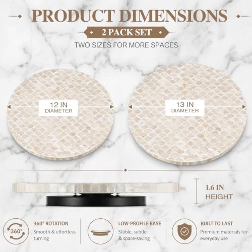 Domensi 2 Pack Mother of Pearl Lazy Susan Turntable Organizer,White Shell - Image 3