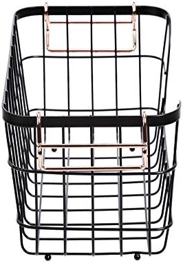 Amazon Basics Stackable Metal Wire Rectangular Storage Baskets for Kitchen, Bathroom or Pantry Organizing, 2 Count, Black - Image 4