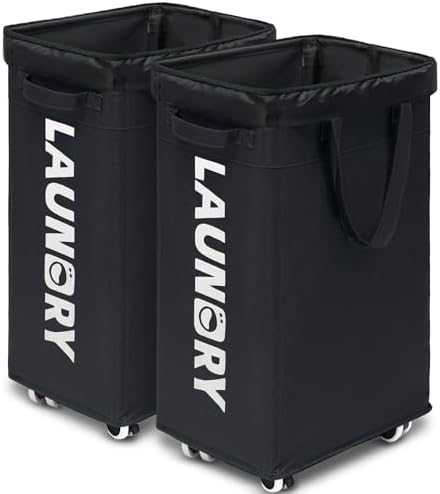 Goodpick 2-Pack Rolling Dirty Clothes Hamper with Wash Bag for Laundry, 75L by Goodpick