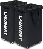 Goodpick 2-Pack Rolling Dirty Clothes Hamper with Wash Bag for Laundry, 75L by Goodpick