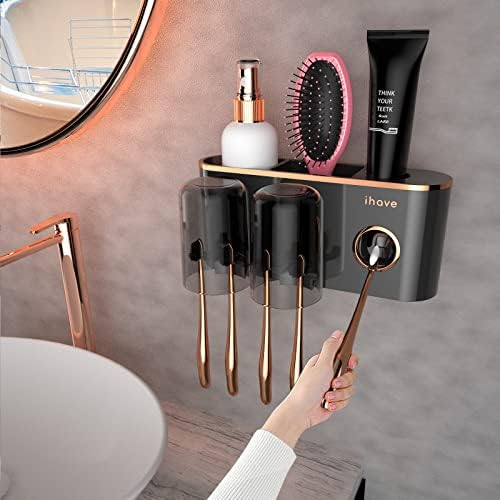 iHave Toothbrush Holders for Bathrooms Wall Mounted with Dispenser & 2 Cups by ihave