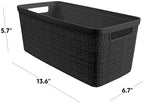 Curver Set of 8 Slim 6.8L Jute Decorative Plastic Organization and Storage Baskets - Perfect Bins for Home Office, Closet Shelves, Kitchen Pantry and All Bedroom Essentials, Black - Image 2