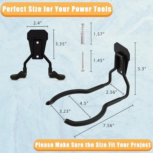 Power Tool Hanger, Weedeater Rack, Garage Wall Hooks, String Trimmer Hanger, Utility Hooks for Garage Tool Organizers and Storage (2 Pack), WEH01 - Image 2