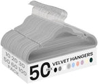 SONGMICS Velvet Hangers 50 Pack, Non-Slip Clothes Hangers, Space-Saving | Suit Hangers with Shoulder Notches, Pants Bar, 360° Swivel Hook, for Closet, Dove Gray, BREANNA Collection UCRF029G50 by Unknown