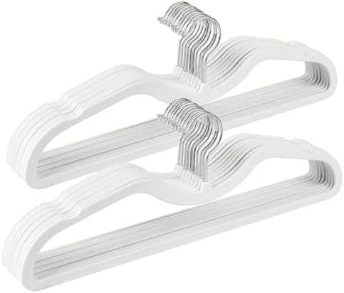 Plastic Short Neck Hangers 20 Pack Ultra-Thin Space-Saving ABS 360° Swivel Hook Ideal for Closet Organization Fits Coats Shirts Dresses & More (20, White) by Unknown