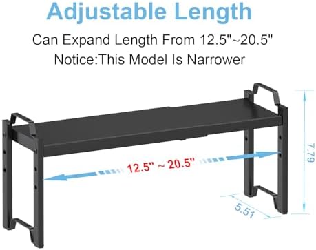 Narrow Expandable Cabinet Shelf Organizer 5.51" Width, Kitchen Counter Storage Shelves Spice Racks, Small Cupboard Countertop Tabletop Shelves Organizers, Expandable Adjustable Stackable, Load 30LBS - Image 2