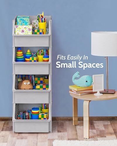 Stackable Storage Bins Open Front for Pantry Storage, 4 Pack - Light Grey - Image 6