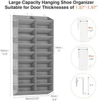 LANTEFUL Over the Door Shoe Organizer, Hanging Shoe Rack for Closet Door Shoe Storage for 30 Pairs Sneaker and Boots, Large Shoe Holder for Door with 10 Side Pockets, Space Saving, Grey - Image 3