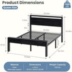 Sweetcrispy 14 Inch Queen Bed Frame with Wood Headboard, Black - Image 2