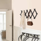 SCUNDA Accordion Wall Hanger with 16 Hooks, Wooden Wall Expandable Coat Rack for Coat, Hats, Baseball Caps, Coffee Mug, Jewelry(Black) - Image 6