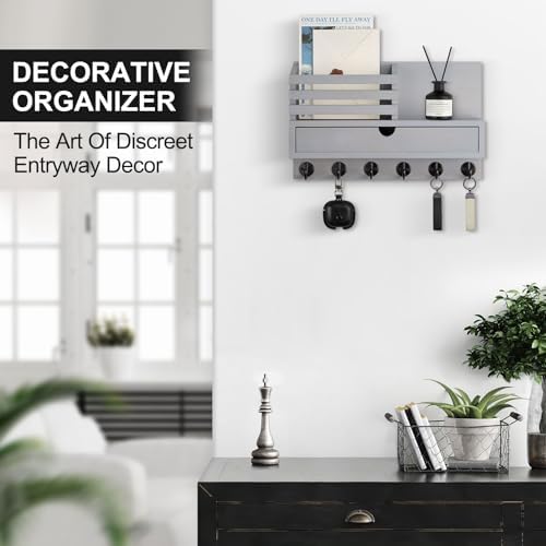 Key Holder Wall Mount, Mail Holder with Storage Drawer - Image 4