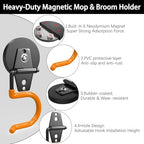 3-H Magnetic Mop Broom Holder and Mop Organizer 4 Pack, Heavy Duty Strong Utility Magnetic Tools Holde, Anti-Slip Strong Metal Garden Tool Rack for Garage, Laundry, Garden (Orange) - Image 5