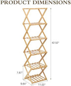 Bamboo Shoe Rack 6 Tier Foldable Shoe Rack for Entryway - Image 3