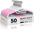 HOUSE DAY Pink Plastic Hangers 50 Pack, Slim Space Saving, Non Slip Hangers with Rubber Pads, Sturdy Coat Hanger for Closet, S-Shaped Clothes Hanger for Shirt, Suit, Pant, Skirt | Space saving closet organizer, heavy duty S-shape, rubber grip pads help... by HOUSEDAY