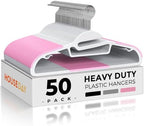 HOUSE DAY Pink Plastic Hangers 50 Pack, Slim Space Saving, Non Slip Hangers with Rubber Pads, Sturdy Coat Hanger for Closet, S-Shaped Clothes Hanger for Shirt, Suit, Pant, Skirt | Space saving closet organizer, heavy duty S-shape, rubber grip pads help... by HOUSEDAY