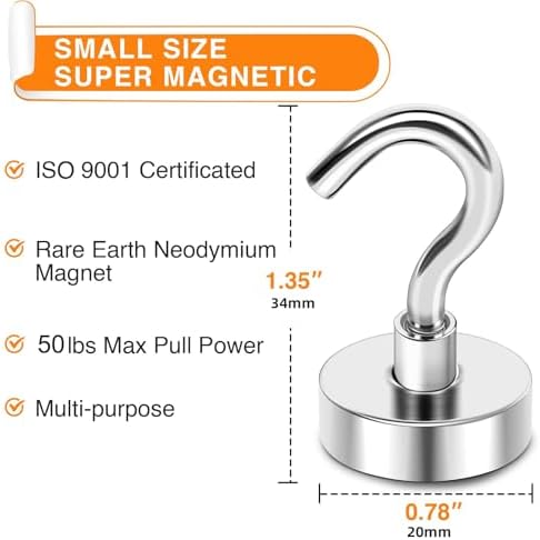 MIKEDE Magnetic Hooks 50lbs Strong Magnets Hook 18 Pack - Image 4