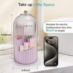 QIYVLOS Toothbrush Holders with Sliding Lid, Rotating 3 Slots Bathroom Organizer Countertop, Tooth Brush Toothpaste Holder Bathroom Counter Stand Sink Organizer for Makeup Brushes Holder (Purple) - Image 6