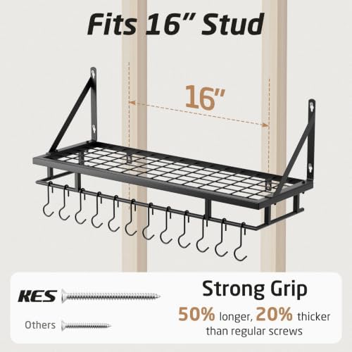 KES 30-Inch Kitchen Pan Pot Rack Wall Mounted, Hanging Storage Organizer - Image 6