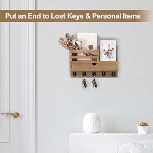 Key Holder Wall Mount, Mail Holder with Storage Drawer - Image 3