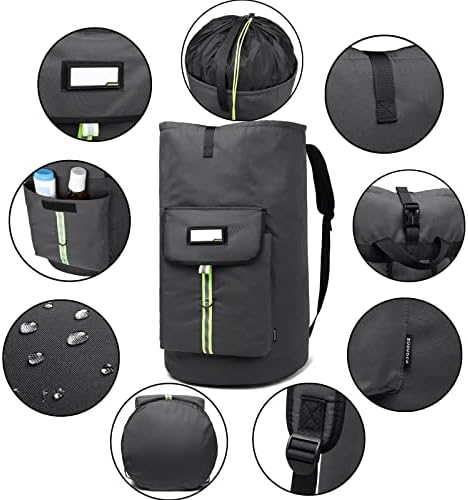 laundry bag backpack,extra-large heavy duty laundry bags,laundry backpack for college students,drawstring closure (charcoal grey laundry bag with straps) - Image 4