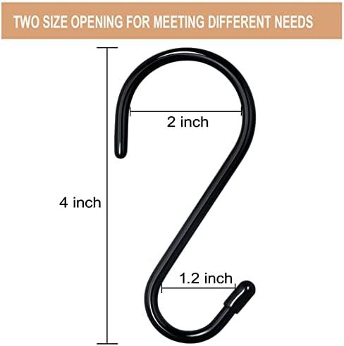 24 Pack 4 Inch Heavy Duty Large S Hooks - Vinyl & Rubber Coated Non Slip Metal S Hooks for Hanging Plants, Closet, Garden, Jeans, Jewelry, Pot, Pan, Cups, Towels - Image 2