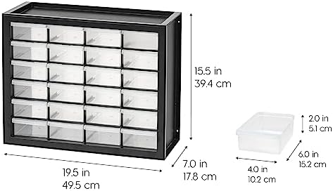 IRIS USA 24-Drawer Plastic Storage Cabinet, Teacher Toolbox, Garage, Black - Image 3