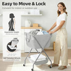 STORAGE MANIAC Collapsible Laundry Cart with Wheels 35.6"H Removable Canvas Bag Rolling Laundry Hamper Clothes Basket with Wheels, Sturdy Steel Frame Folding for Small Narrow Space Easy Storage, Grey - Image 5