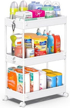 SPACEKEEPER 3 Tier Rolling Cart, Bathroom Cart Organizer with Wheels, White by SPACEKEEPER