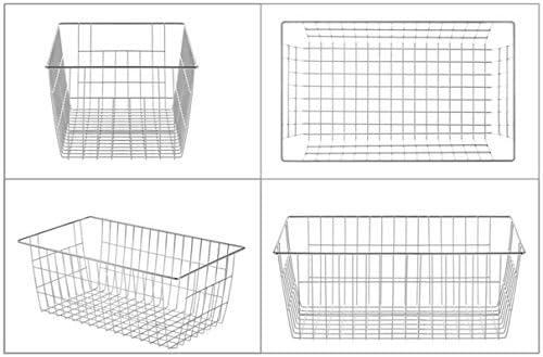 SANNO Freezer Baskets Wire Storage Baskets Closet Organization Baskets Bin Farmhouse Storage Bins Large Organizer Bins for Home, Office, Bathroom, Pantry -Set of 3, Chrome, 15.7" - Image 6
