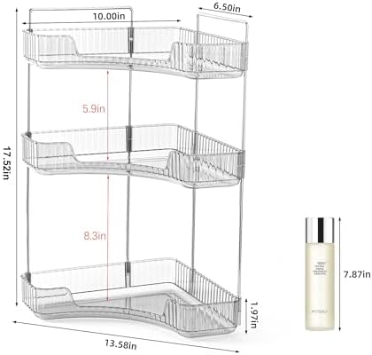 INVSSENE Corner Bathroom Countertop Organizer, Vanity Organizer Trays for Counter, Makeup Organizers, Perfume Tray, Skincare Shelf Storage Gifts for Women Girl Student (Smoky Gray 3 Tiers) - Image 2