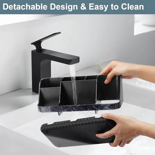 GFWARE Marble Black Toothbrush Holder for Bathrooms, Bathroom Sink Storage - Image 3