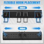 66" Garage Tool Organizer Wall-Mounted, Heavy Duty Garage Wall Organizer with 13 Adjustable Hooks, Garden Tool Storage Rack, Holds Up to 500 lbs - Image 6