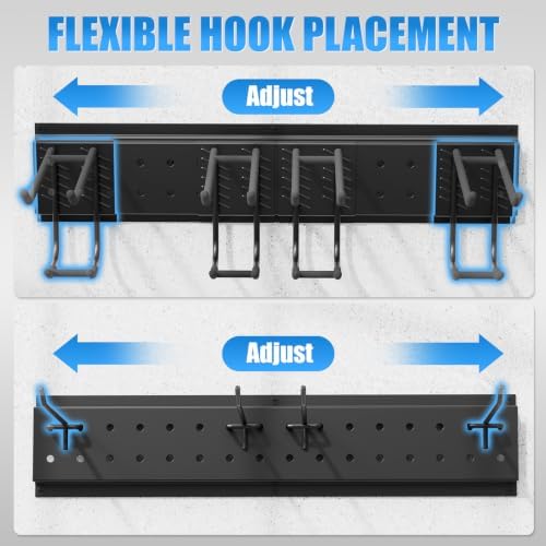66" Garage Tool Organizer Wall-Mounted, Heavy Duty Garage Wall Organizer with 13 Adjustable Hooks, Garden Tool Storage Rack, Holds Up to 500 lbs - Image 6