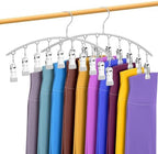 Legging Organizer for Closet, Metal Yoga Pants Hangers 2 Pack w/10 Clips Holds 20 Leggings, Space Saving, Clips Hanger for Pants, Shorts, Scarf, Hats Grey by InPoTo