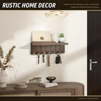 Rebee Vision Key Holder Wall Mount with Shelf for Room Decor, Rustic Brown - Image 2
