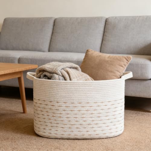 65L Large Laundry Basket with Handles,Woven Blanket Basket,Yellow - Image 4