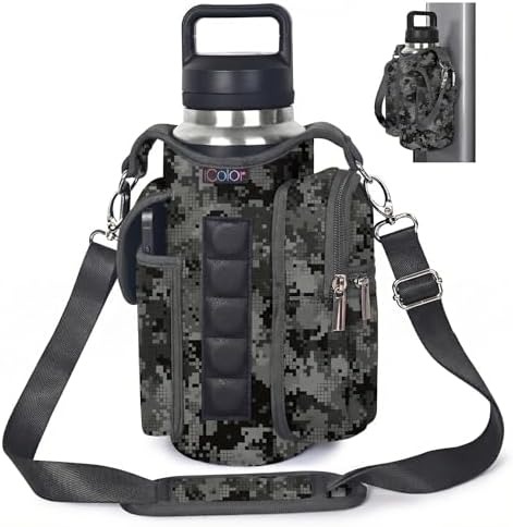icolor Magnetic Gym Bag Water Bottle Carrier Holder with Phone Pockets & Shoulder Strap,Gym Magnetic Bag 5 Built-in Magnets Gym Accessories Organizer Sling Bottle Bag Pouch Sleeve by icolor