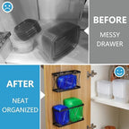 YIGII 8 Pack Inside Cabinet Door Storage, Lid Organizer for Pyrex, Kitchen Bathroom Pantry Storage Organizer Baskets Slim Stainless Steel, Black - Image 4