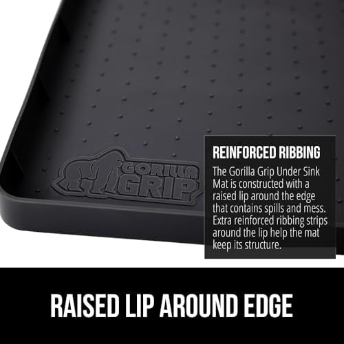 GORILLA GRIP Waterproof Silicone Under Sink Mat, Stay in Place, 19x34 Black - Image 5