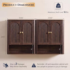 Bathroom Fluted Arched Wall Cabinet Set 2, 23.6''W Medicine Cabinet, Brown - Image 2