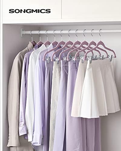 SONGMICS 30-Pack Pants Hangers, Velvet Hangers with Adjustable Clips - Image 2