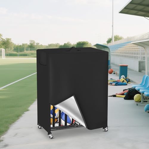 Basketball Rack Cover Garage Sports Equipment Organizer Cover for Ball Storage Rack Waterproof & Dustproof Sports Organizer Bag 38" L x 18" W x 45" H Black - Image 7