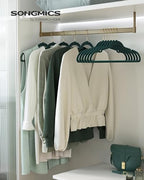 SONGMICS Velvet Hangers 50 Pack, Non-Slip Clothes Hangers, Space-Saving | Suit Hangers with Shoulder Notches, Pants Bar, 360° Swivel Hook, for Closet, Green, BREANNA Collection UCRF029C05 - Image 2